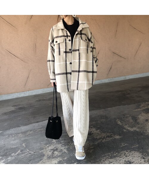 copine(コピン)の「1月8日再入荷!大人カジュアル!オーバーサイズチェック柄シャツジャケット(2color)(その他アウター・レディース・その他)」の3枚目の写真