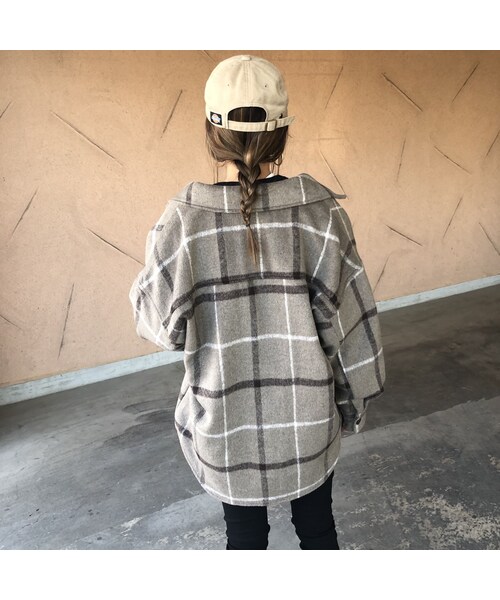 copine(コピン)の「1月8日再入荷!大人カジュアル!オーバーサイズチェック柄シャツジャケット(2color)(その他アウター・レディース・その他)」の13枚目の写真