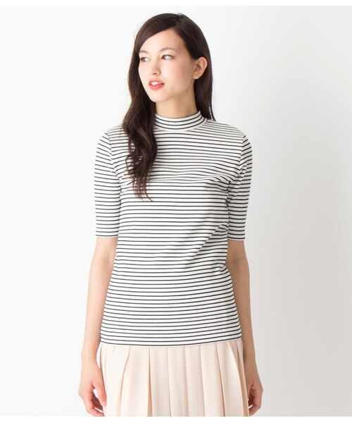 VIS(ビス)の「【先行受注】プチハイネック5分袖プルオーバー【秋の新作】(Tシャツ/カットソー・レディース・ブラック/ブラック系/ホワイト/ブルー・M)」の3枚目の写真