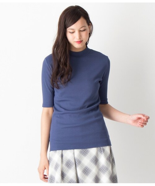 VIS(ビス)の「【先行受注】プチハイネック5分袖プルオーバー【秋の新作】(Tシャツ/カットソー・レディース・ブラック/ブラック系/ホワイト/ブルー・M)」の4枚目の写真