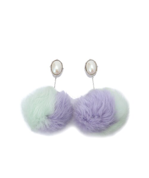 G.V.G.V.（ジーヴィージーヴィー）の「POM POM EARRINGS（アクセサリー・レディース・BLACK/PURPLE・F）」の2枚目の写真