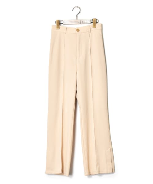 w closet（ダブルクローゼット）の「ツイルカットジョーゼット セミフレアパンツ（パンツ・レディース・アイボリー/ベージュピンク/キミドリ/グリーン/ブラック・FREE/23.5/24.5）」の3枚目の写真