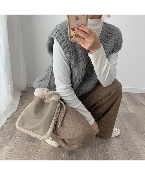 no brand（ノーブランド）の「ハンドニットショートベスト（ベスト・レディース・その他）」の3枚目の写真