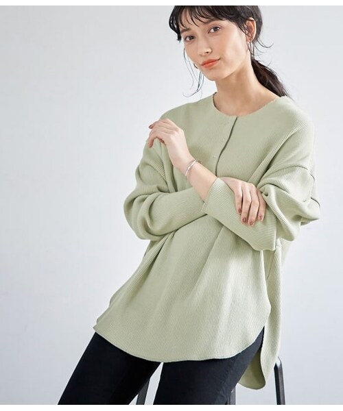 ADAM ET ROPE'（アダムエロペ）の「テレコヘンリープルオーバー（トップス・レディース・キナリ/ライトグリーン・F）」の2枚目の写真