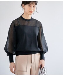 ADAM ET ROPE' | LINEN混シアーギャザープルオーバー(トップス)