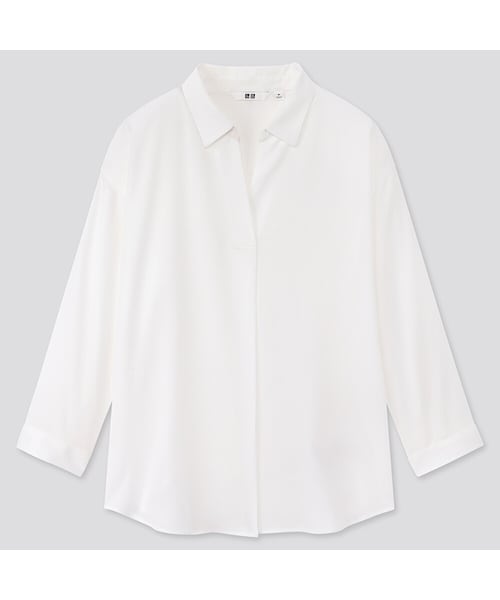 ■ユニクロ　レーヨンブラウス　(L)　とろみ素材　レディース　完売品 UNIQLO - □ユニクロ レーヨンブラウス (L) とろみ素材