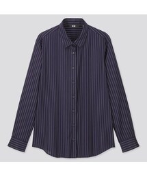 UNIQLO | レーヨンストライプブラウス（長袖）(シャツ/ブラウス)