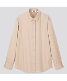 UNIQLO | レーヨンストライプブラウス（長袖）(シャツ/ブラウス)