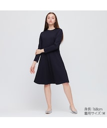 ユニクロ ユニクロ の ポンチフレアワンピース 長袖 ワンピース Wear