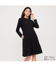 ユニクロ ユニクロ の ポンチフレアワンピース 長袖 ワンピース Wear