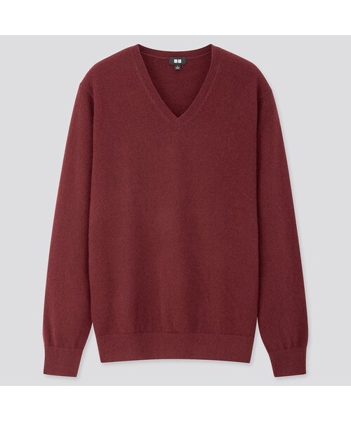 UNIQLO（ユニクロ）の「カシミヤVネックセーター（長袖）（ニット/セーター・メンズ・BLUE 68/DARK GREEN 58/ORANGE 24/DARK BROWN 39/PINK 12/BROWN 34/RED 15/WINE 19/PURPLE 74/GREEN 54/OFF WHITE 01・S/XL/XXL/L/M/XS/3XL/4XL）」の10枚目の写真