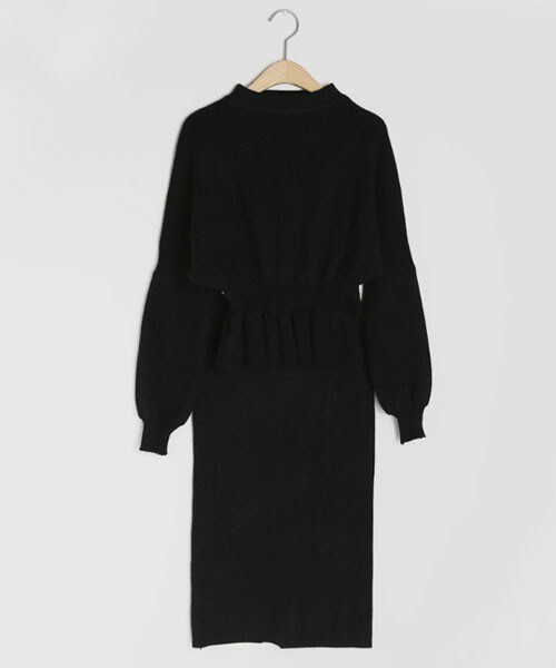 DHOLIC（ディーホリック）の「フレアヘムニット&スカートSET（アンサンブル・レディース・ホワイト/ブラック・FREE）」の2枚目の写真