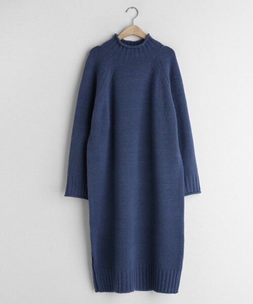 DHOLIC(ディーホリック)の「ロールヘムニットワンピース(ワンピース・レディース・ブラウン/ブルー/グリーン/ベージュ・FREE)」の4枚目の写真