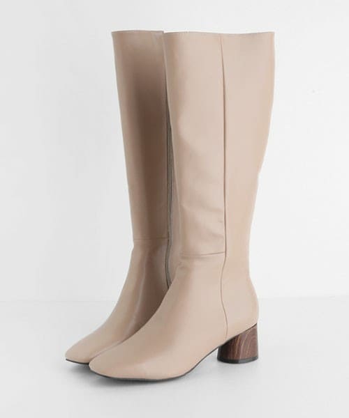 DHOLIC（ディーホリック）の「裏起毛ウッド調ヒールロングブーツ（ブーツ・レディース・ブラウン/ブラック/ベージュ・225/230/235/240/245/250）」の3枚目の写真