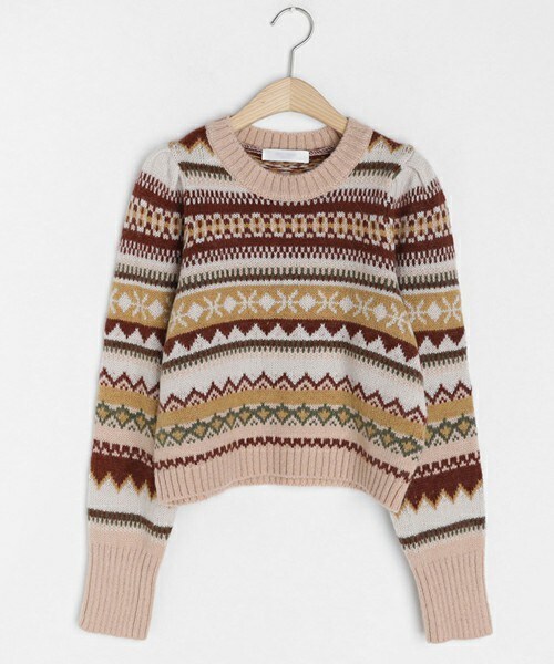 DHOLIC（ディーホリック）の「ノルディッククロップドニット（ニット/セーター・レディース・ブラウン/ベージュ/ピンク・FREE）」の3枚目の写真