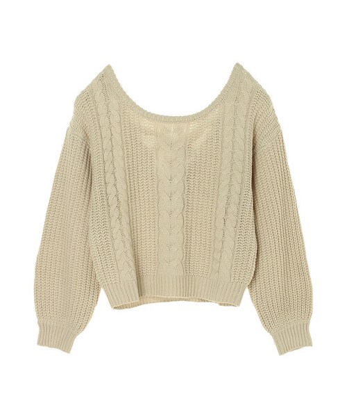 E hyphen world gallery(イーハイフンワールドギャラリー)の「バックリボンケーブルプルオーバー(トップス・ピンク/ライトベージュ/ライトカーキ/チョコレート・F)」の20枚目の写真