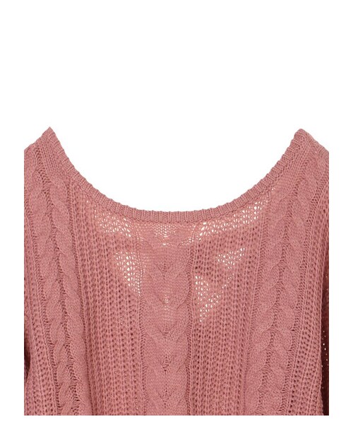 E hyphen world gallery(イーハイフンワールドギャラリー)の「バックリボンケーブルプルオーバー(トップス・ピンク/ライトベージュ/ライトカーキ/チョコレート・F)」の15枚目の写真