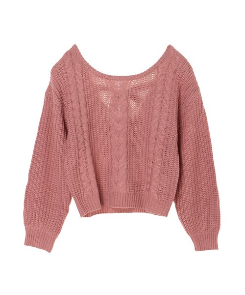 E hyphen world gallery(イーハイフンワールドギャラリー)の「バックリボンケーブルプルオーバー(トップス・ピンク/ライトベージュ/ライトカーキ/チョコレート・F)」の18枚目の写真