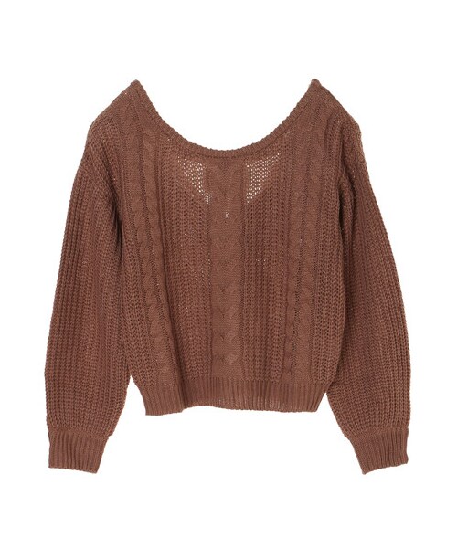 E hyphen world gallery(イーハイフンワールドギャラリー)の「バックリボンケーブルプルオーバー(トップス・ピンク/ライトベージュ/ライトカーキ/チョコレート・F)」の21枚目の写真