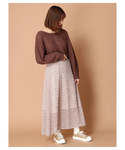 E hyphen world gallery(イーハイフンワールドギャラリー)の「バックリボンケーブルプルオーバー(トップス・ピンク/ライトベージュ/ライトカーキ/チョコレート・F)」の11枚目の写真