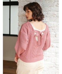 E hyphen world gallery | バックリボンケーブルプルオーバー(トップス)