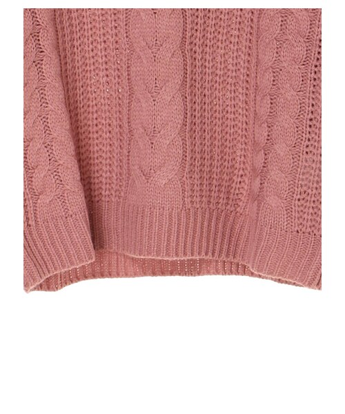 E hyphen world gallery(イーハイフンワールドギャラリー)の「バックリボンケーブルプルオーバー(トップス・ピンク/ライトベージュ/ライトカーキ/チョコレート・F)」の17枚目の写真