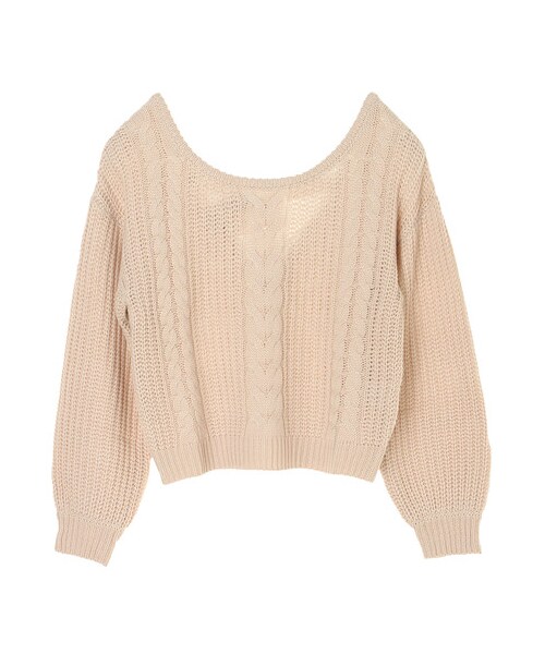 E hyphen world gallery(イーハイフンワールドギャラリー)の「バックリボンケーブルプルオーバー(トップス・ピンク/ライトベージュ/ライトカーキ/チョコレート・F)」の19枚目の写真