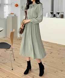 DHOLIC | ベルト付リボンプリーツワンピース(ワンピース)