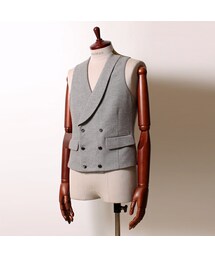 新品 ANGLAIS ダブルブレスト ショールカラー ベスト ジレ M ネイビー 新品 ANGLAIS ダブルブレスト ショールカラー ベスト ジレ M