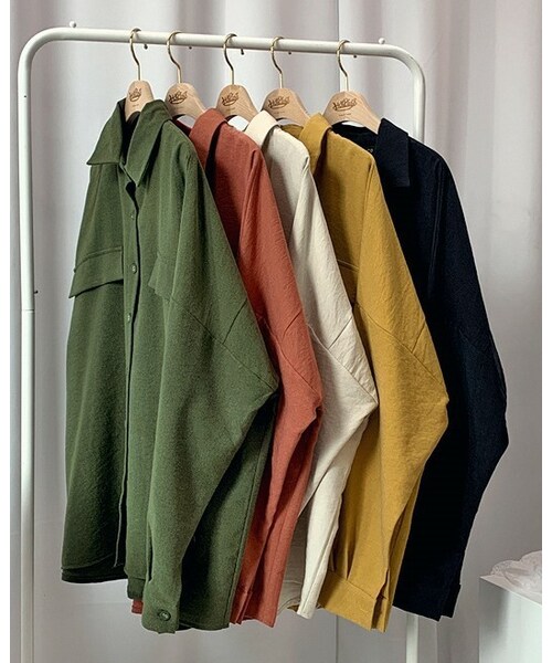 HOTPING(ホッピン)の「フェイクポケットルーズシャツ(シャツ/ブラウス・レディース・Beige/Yellow/Black/Orange/Green・XS-M/L-XL/2XL-3XL)」の3枚目の写真