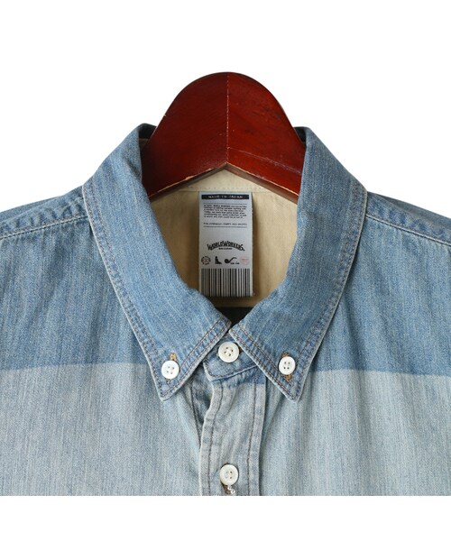 WORLD WORKERS（ワールドワーカーズ）の「Light Ounce Denim Shirt Border Denim WRS008E-02BD（その他・メンズ・other・S/M/L）」の4枚目の写真