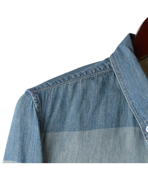 WORLD WORKERS（ワールドワーカーズ）の「Light Ounce Denim Shirt Border Denim WRS008E-02BD（その他・メンズ・other・S/M/L）」の3枚目の写真