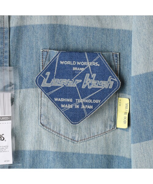 WORLD WORKERS（ワールドワーカーズ）の「Light Ounce Denim Shirt Border Denim WRS008E-02BD（その他・メンズ・other・S/M/L）」の6枚目の写真