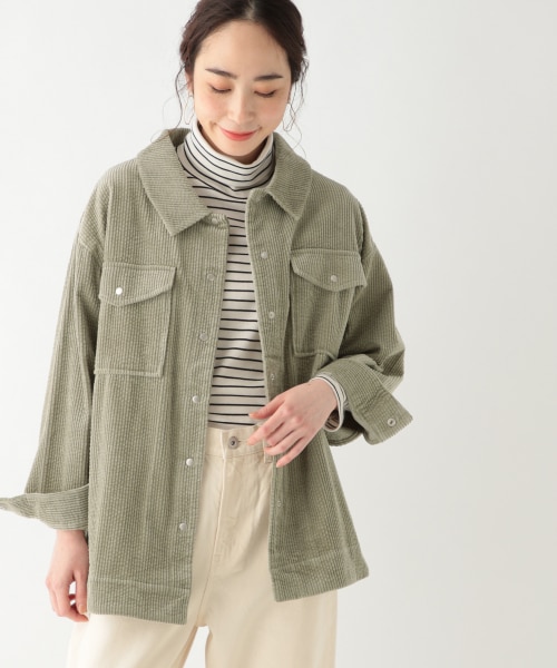 studio CLIP（スタディオクリップ）の「[.st先行予約]ポコポココーデュロイジャケット（ジャケット/アウター・ライトグレー/グリーン/ブルー）」の2枚目の写真