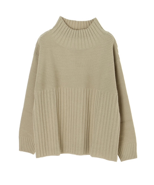 Green　Parks（グリーンパークス）の「切り替えリブニットプルオーバー（トップス・ブラック/ベージュ/ライトカーキ/パープル・F）」の8枚目の写真