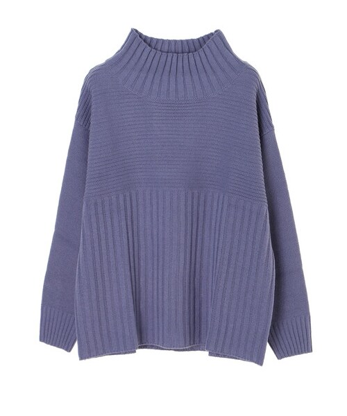 Green　Parks（グリーンパークス）の「切り替えリブニットプルオーバー（トップス・ブラック/ベージュ/ライトカーキ/パープル・F）」の9枚目の写真