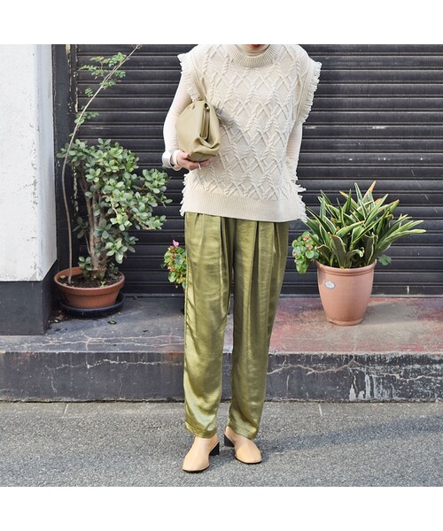 no brand（ノーブランド）の「フリンジケーブルニットベスト（ベスト・レディース・その他）」の2枚目の写真