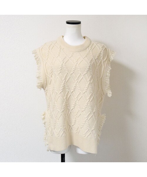 no brand（ノーブランド）の「フリンジケーブルニットベスト（ベスト・レディース・その他）」の8枚目の写真