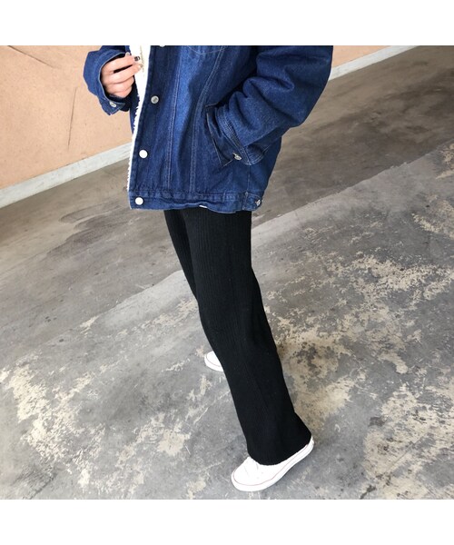 copine（コピン）の「再入荷！大人リラックスパンツ！シンプルリブニットワイドパンツ(3color)（その他パンツ・レディース・その他）」の6枚目の写真