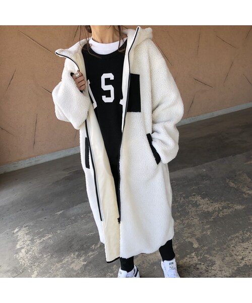 copine（コピン）の「ゆるっと可愛い！ボアフードロングコート(3color)（その他アウター・レディース・その他）」の4枚目の写真