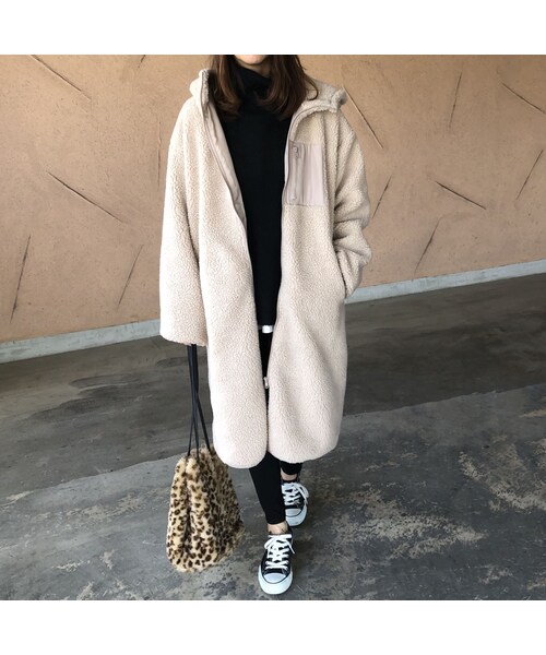 copine（コピン）の「ゆるっと可愛い！ボアフードロングコート(3color)（その他アウター・レディース・その他）」の8枚目の写真