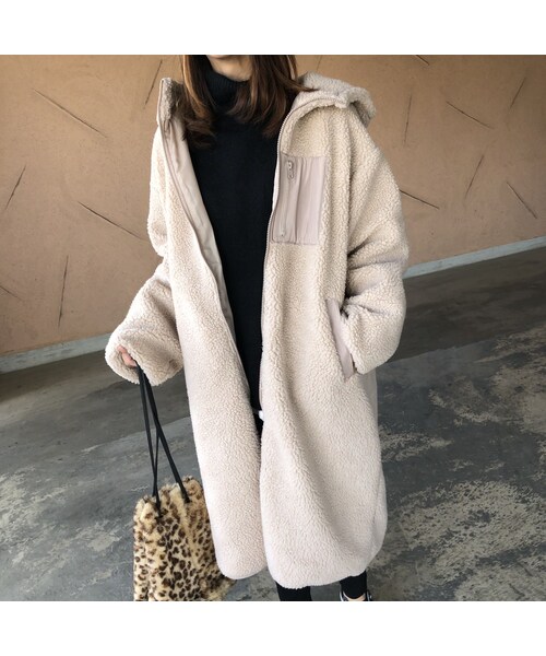 copine（コピン）の「ゆるっと可愛い！ボアフードロングコート(3color)（その他アウター・レディース・その他）」の9枚目の写真