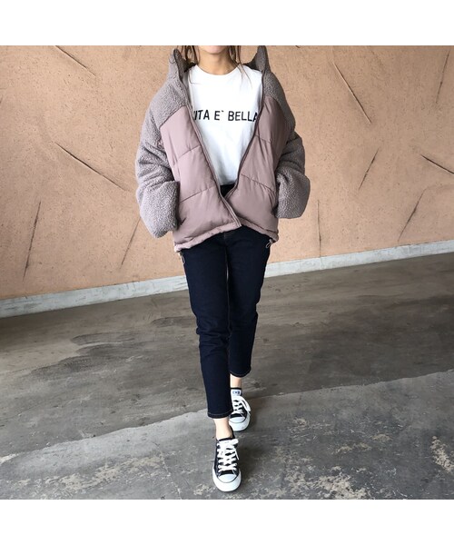 copine（コピン）の「大人カジュアル！ボア切替デザイン中綿ダウン(2color)（ダウンジャケット/コート・レディース・その他）」の3枚目の写真