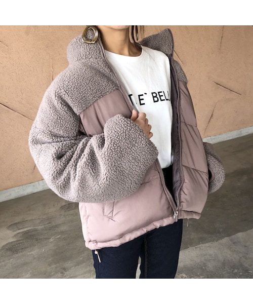 copine（コピン）の「大人カジュアル！ボア切替デザイン中綿ダウン(2color)（ダウンジャケット/コート・レディース・その他）」の2枚目の写真