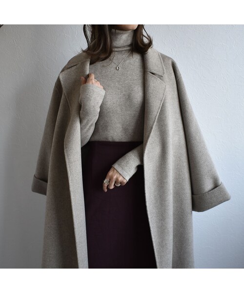 Lavish Gate（ラヴィッシュゲート）の「knit-02079　ハイゲージ　リブタートルネック ニット プルオーバー　オートミール　オフホワイト　ブラック（ニット/セーター・レディース・その他）」の10枚目の写真