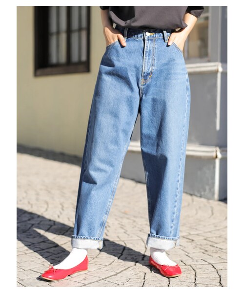 E hyphen world gallery（イーハイフンワールドギャラリー）の「【先行予約】Lee バギーワイドパンツ（パンツ・オフホワイト/インディゴ・F）」の15枚目の写真