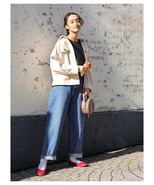 E hyphen world gallery（イーハイフンワールドギャラリー）の「【先行予約】Lee バギーワイドパンツ（パンツ・オフホワイト/インディゴ・F）」の7枚目の写真