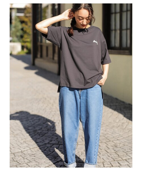 E hyphen world gallery（イーハイフンワールドギャラリー）の「【先行予約】Lee バギーワイドパンツ（パンツ・オフホワイト/インディゴ・F）」の5枚目の写真