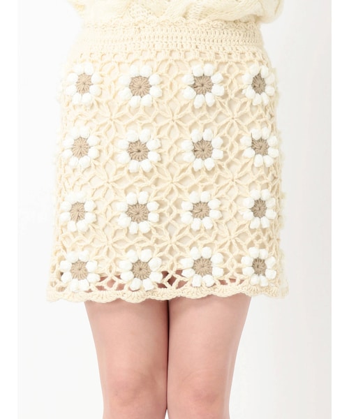 新品⭐️メリージェニー　スカート メリージェニー merry jenny flowerアシメフリルスカート （オフ