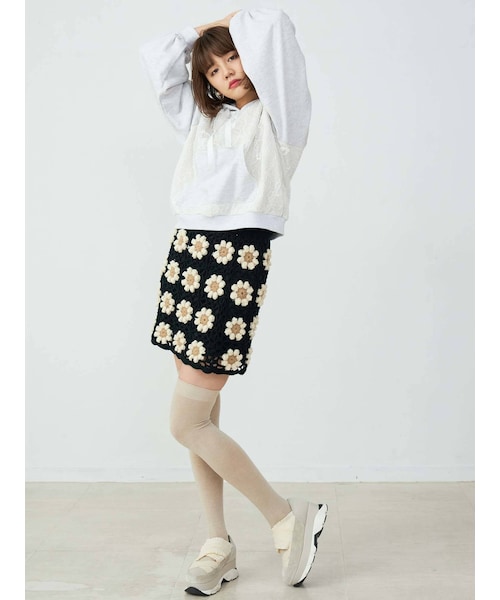 新品⭐️メリージェニー　スカート メリージェニー merry jenny flowerアシメフリルスカート （オフ